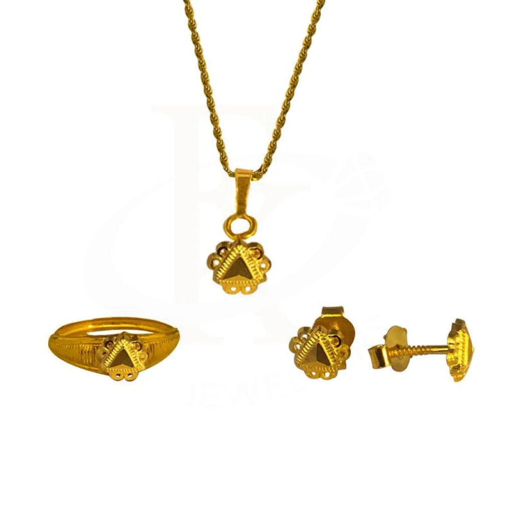 Gold Pendant Set (Necklace Earrings And Ring) 18Kt - Fkjnklst1913 Sets