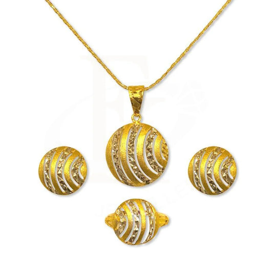 Gold Pendant Set (Necklace Earrings And Ring) 22Kt - Fkjnklst1741 Sets