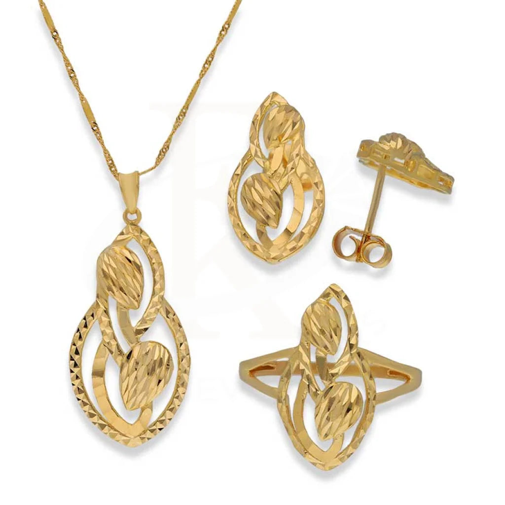 Gold Pendant Set (Necklace Earrings And Ring) 22Kt - Fkjnklst22K2391 Sets