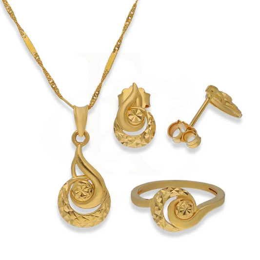 Gold Pendant Set (Necklace Earrings And Ring) 22Kt - Fkjnklst22K2396 Sets