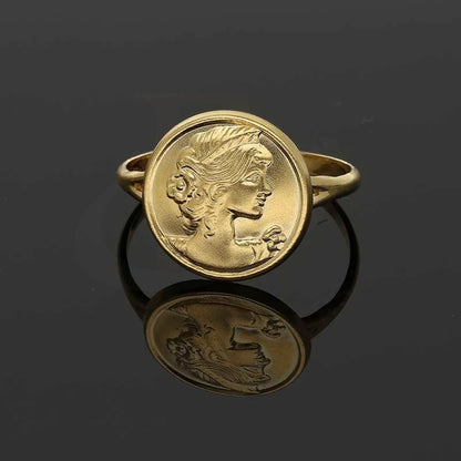 Gold Queen Round Shaped Ring 18Kt - Fkjrn18K3769 Rings