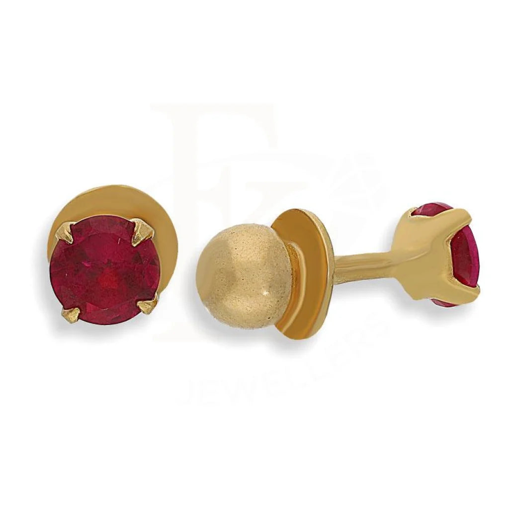 Gold Red Solitaire Earrings 22Kt - Fkjern22K1900