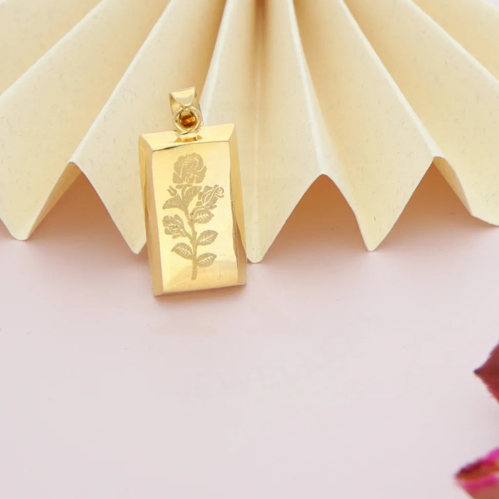 Gold Rose Flower Bar Shaped Pendant 21Kt - Fkjpnd21Km8048 Pendants