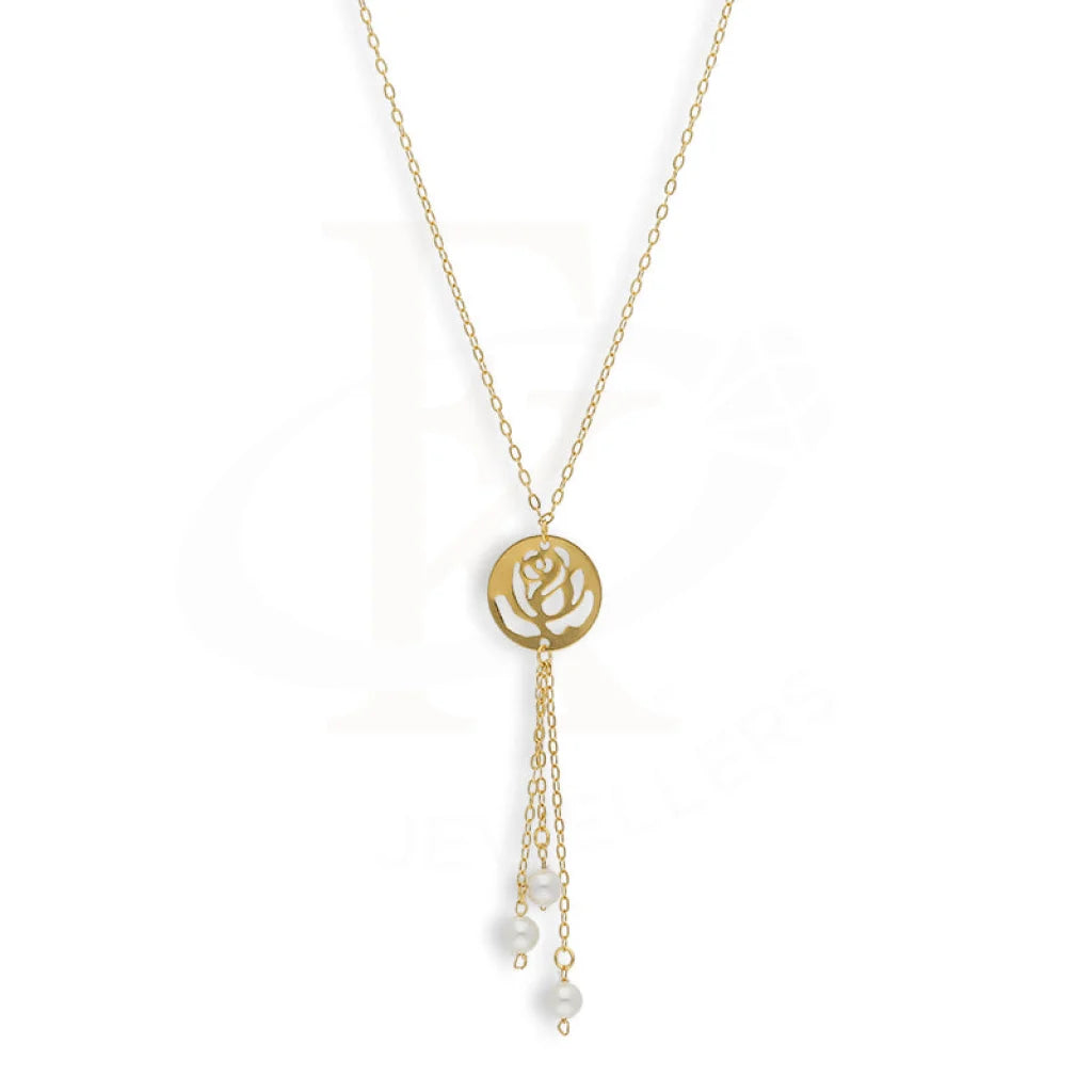 Gold Rose With Hanging Pearl Necklace 21Kt - Fkjnkl21Km5397 Necklaces