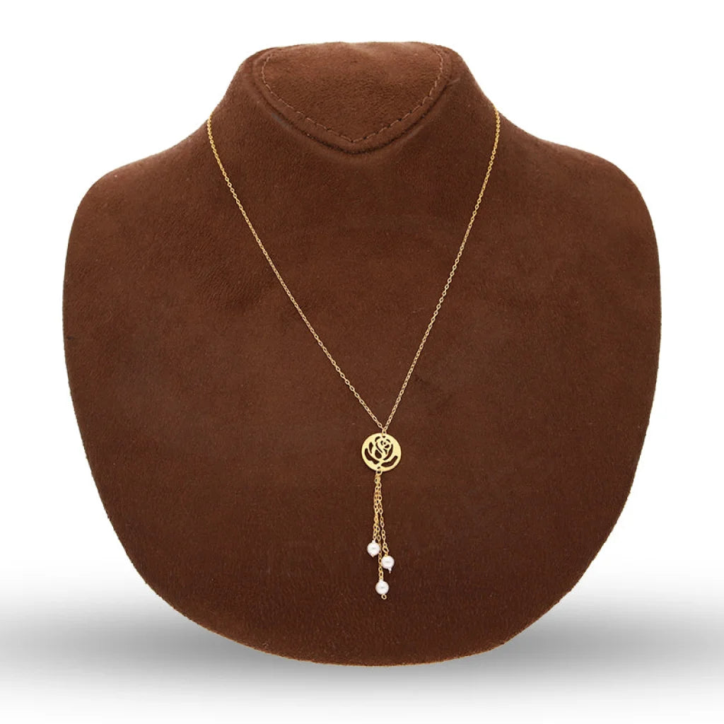 Gold Rose With Hanging Pearl Necklace 21Kt - Fkjnkl21Km5397 Necklaces