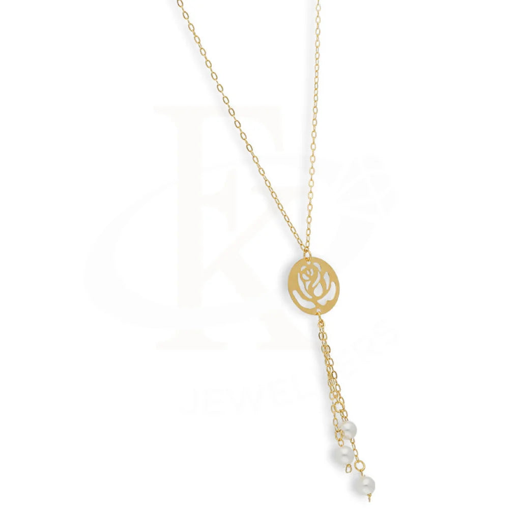 Gold Rose With Hanging Pearl Necklace 21Kt - Fkjnkl21Km5397 Necklaces