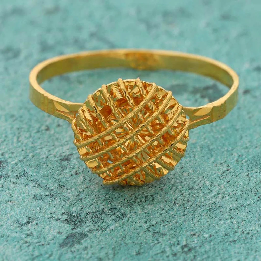 Gold Round Cage Ring 22Kt - Fkjrn22K3730 Rings