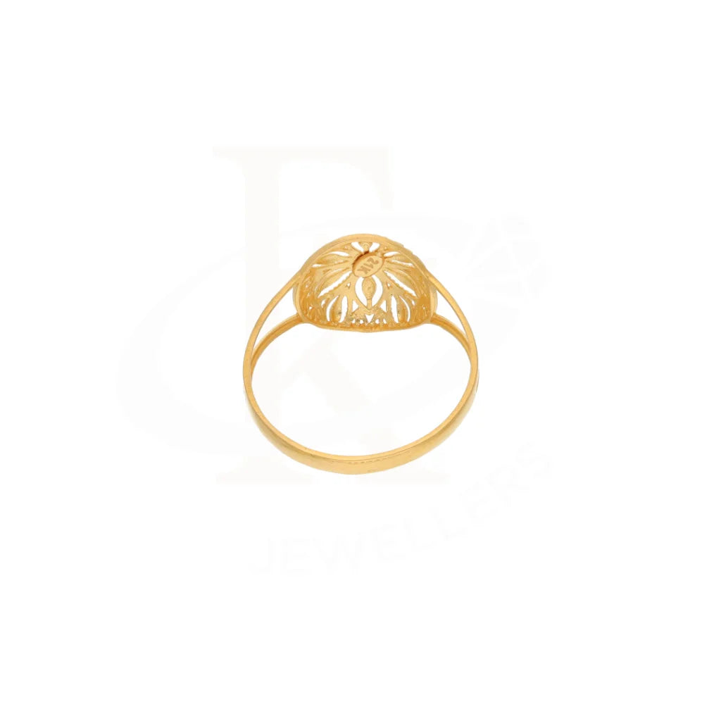 Gold Round Floral Design Ring 21Kt - Fkjrn21Km8548 Rings