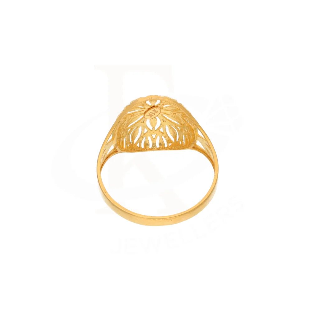 Gold Round Floral Design Ring 21Kt - Fkjrn21Km8554 Rings