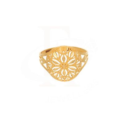 Gold Round Floral Design Ring 21Kt - Fkjrn21Km8554 Rings