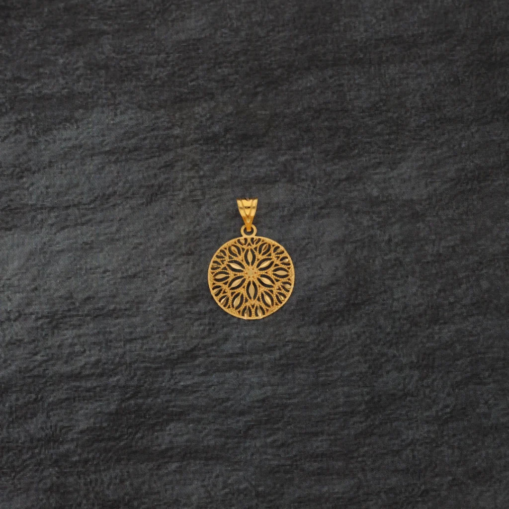 Gold Round Flower Design Pendant 21Kt - Fkjpnd21Km8389 Pendants