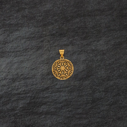 Gold Round Flower Design Pendant 21Kt - Fkjpnd21Km8389 Pendants