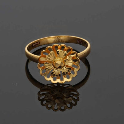 Gold Round Flower Shaped Ring 22Kt - Fkjrn22K3603 Rings