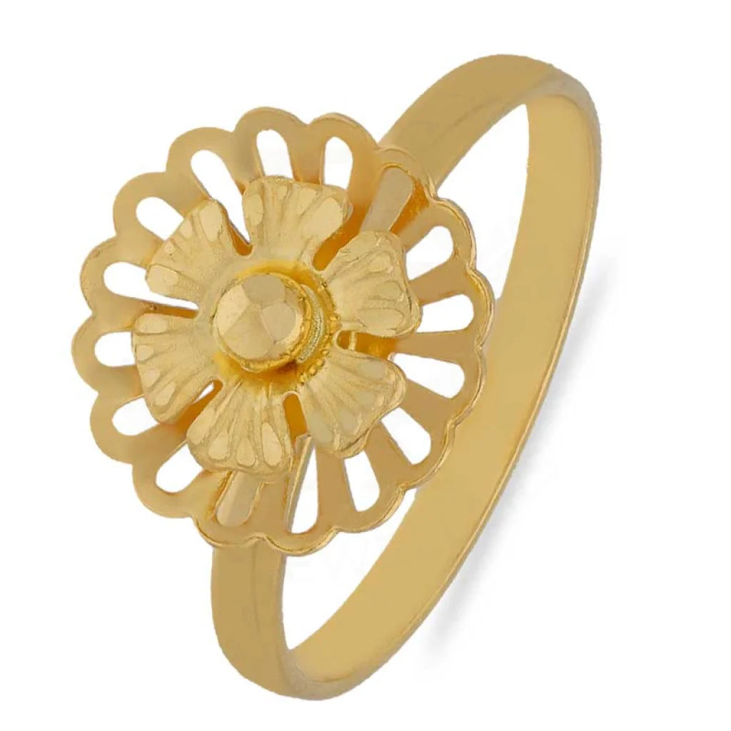 Gold Round Flower Shaped Ring 22Kt - Fkjrn22K3603 Rings