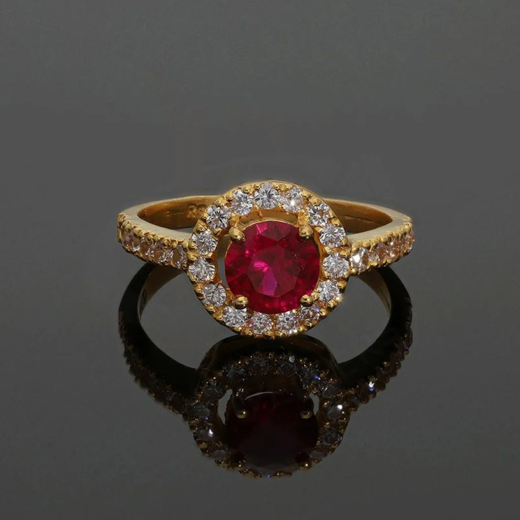 Gold Round Solitaire Ring 22Kt - Fkjrn22K3046 Rings