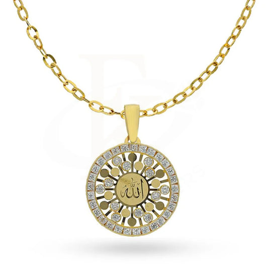 Gold Round Shaped Allah Necklace 18Kt - Fkjnkl1990 Necklaces