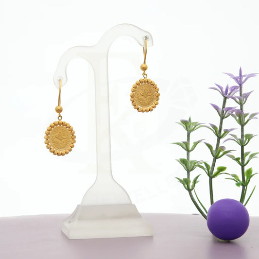 Gold Round Shaped Earring 21Kt - Fkjern21K7753 Earrings