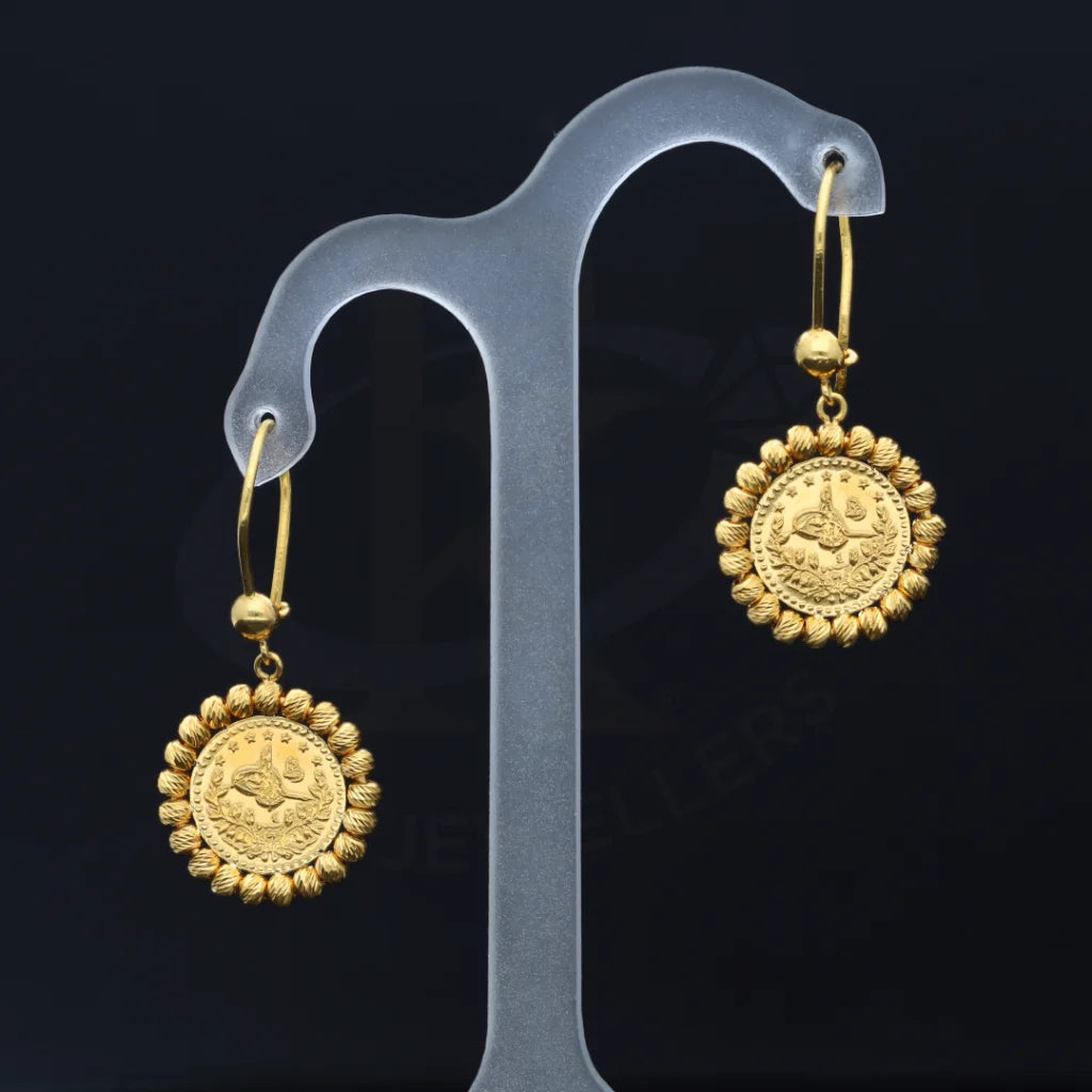 Gold Round Shaped Earring 21Kt - Fkjern21K7753 Earrings