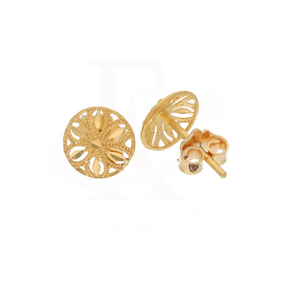 Gold Round Shaped Earrings 21Kt - Fkjern21Km8483