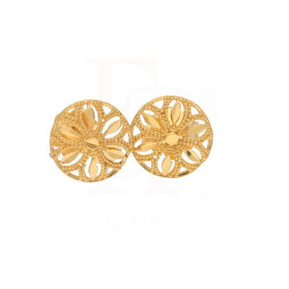 Gold Round Shaped Earrings 21Kt - Fkjern21Km8483