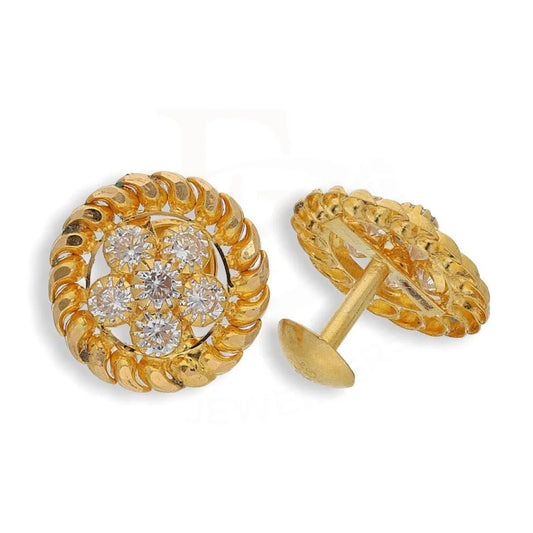 Gold Round Shaped Earrings 22Kt - Fkjern22K2066