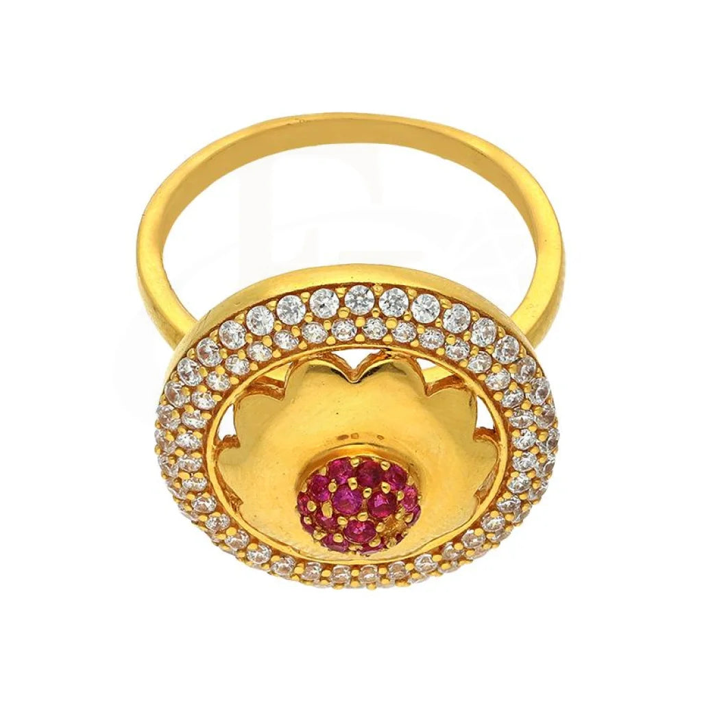 Gold Round Shaped Flower Ring 22Kt - Fkjrn22K2829 Rings