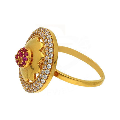 Gold Round Shaped Flower Ring 22Kt - Fkjrn22K2829 Rings