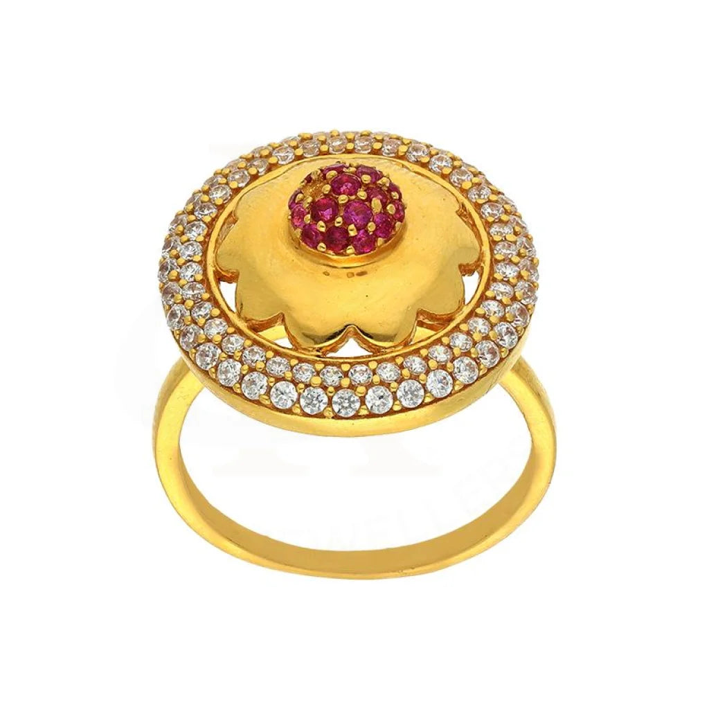 Gold Round Shaped Flower Ring 22Kt - Fkjrn22K2829 Rings