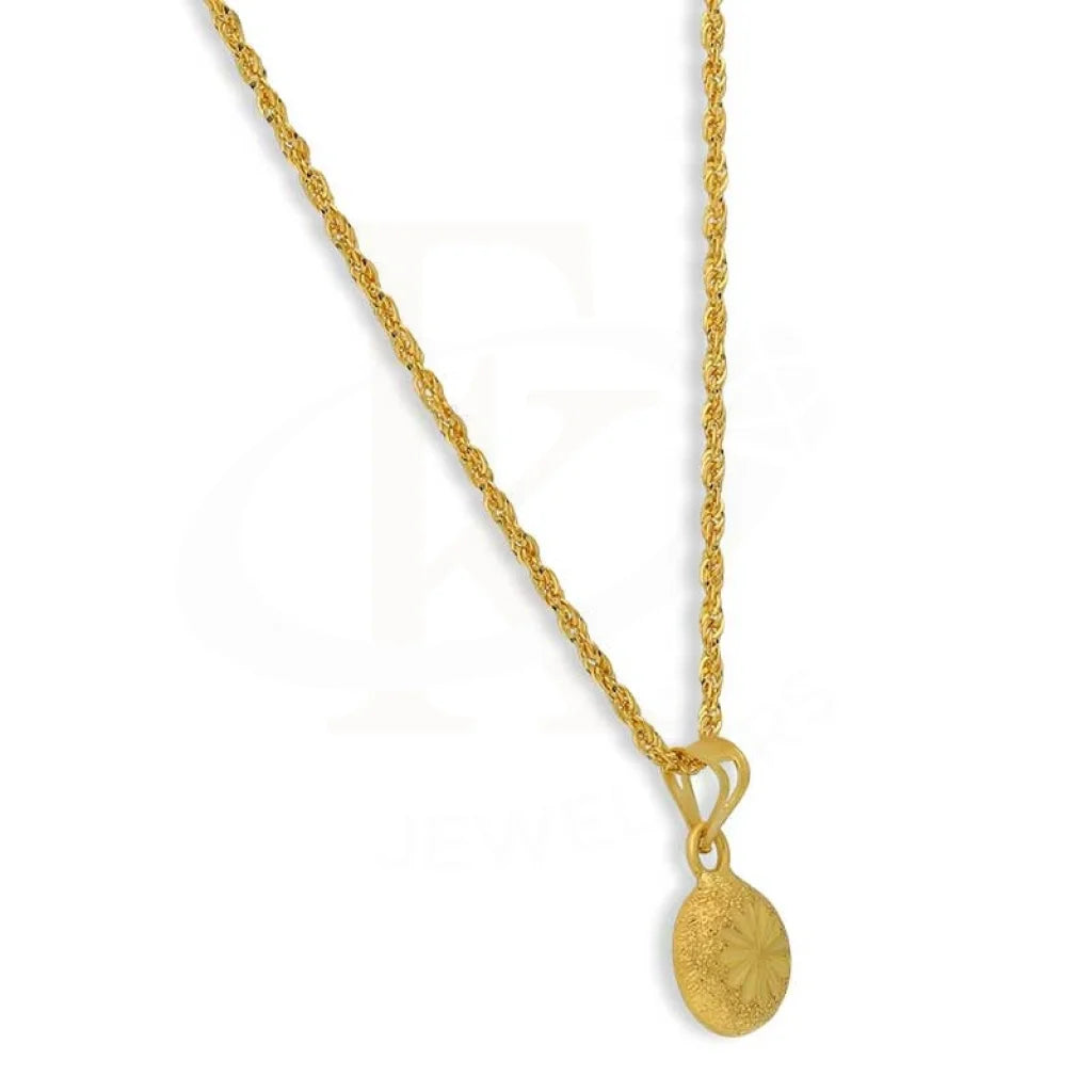 Gold Round Shaped Pendant Set (Necklace And Earrings) 18Kt - Fkjnklst18K2438 Sets