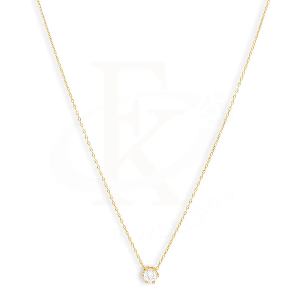 Gold Round Shaped Solitaire Necklace 21Kt - Fkjnkl21K2487 Necklaces