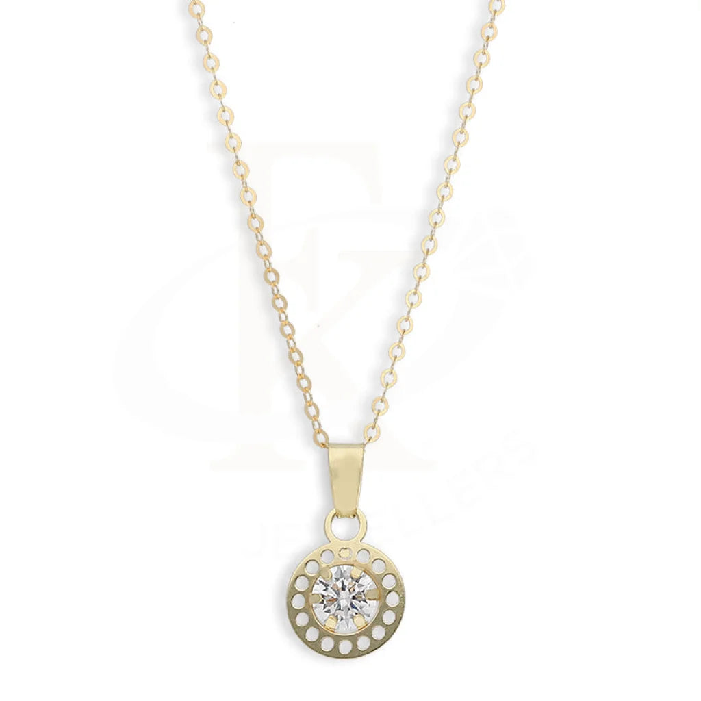 Gold Round Shaped Solitaire Pendant Set (Necklace And Earrings) 18Kt - Fkjnklst18K5575 Sets