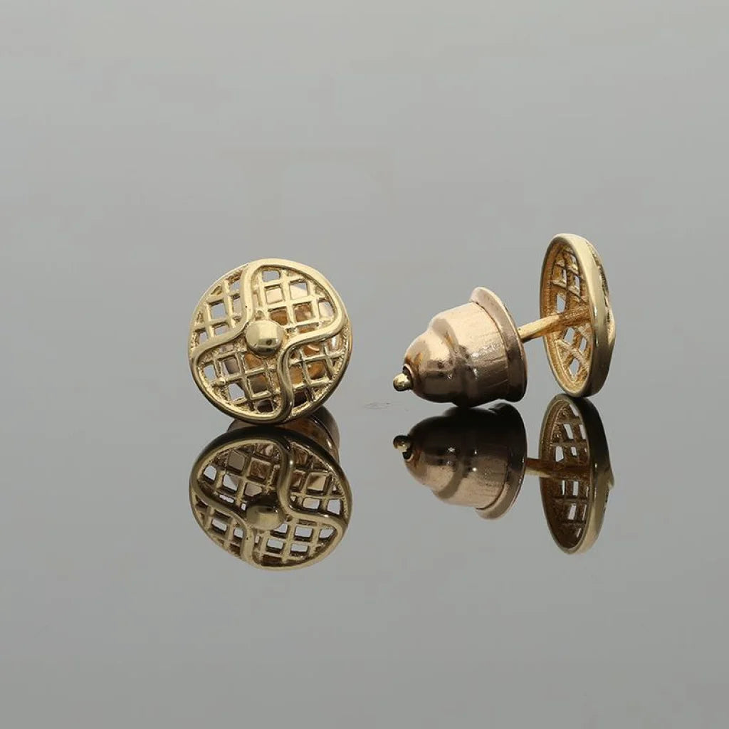 Gold Round Shaped Stud Earrings 18Kt - Fkjern18K2295