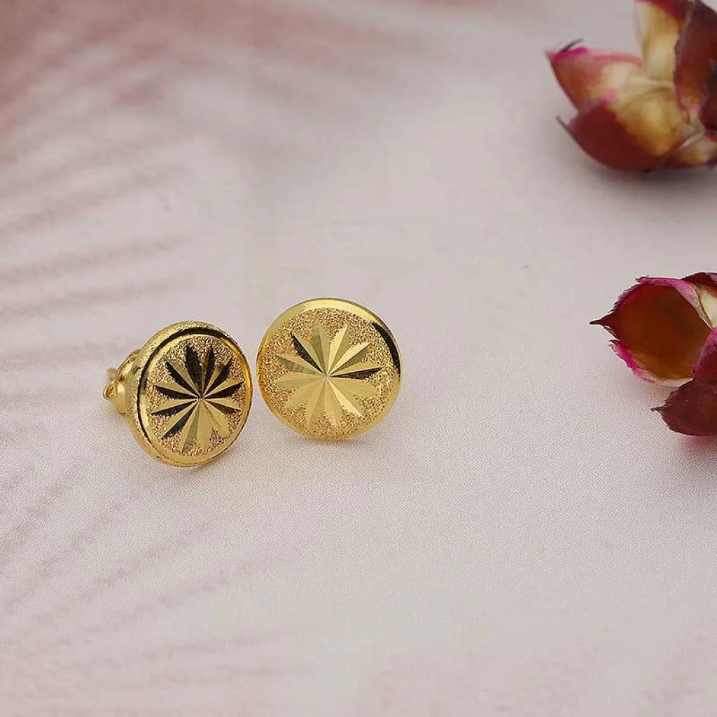 Gold Round Shaped Stud Earrings 18Kt - Fkjern18K3180