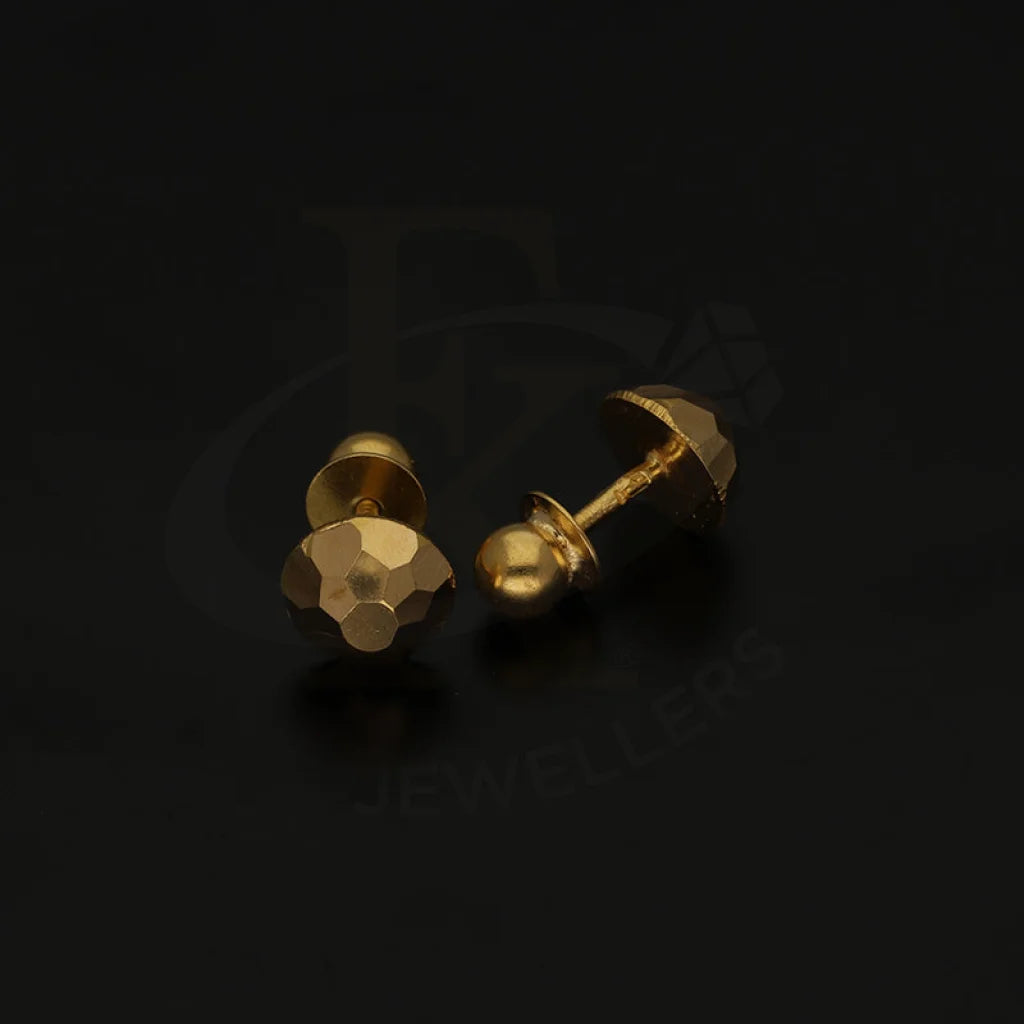 Gold Round Shaped Stud Earrings 21Kt - Fkjern21Km1003