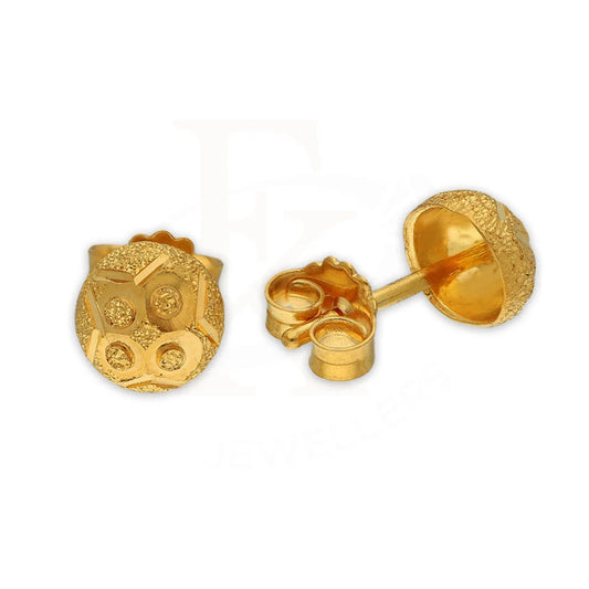 Gold Round Shaped Stud Earrings 22Kt - Fkjern22K3127