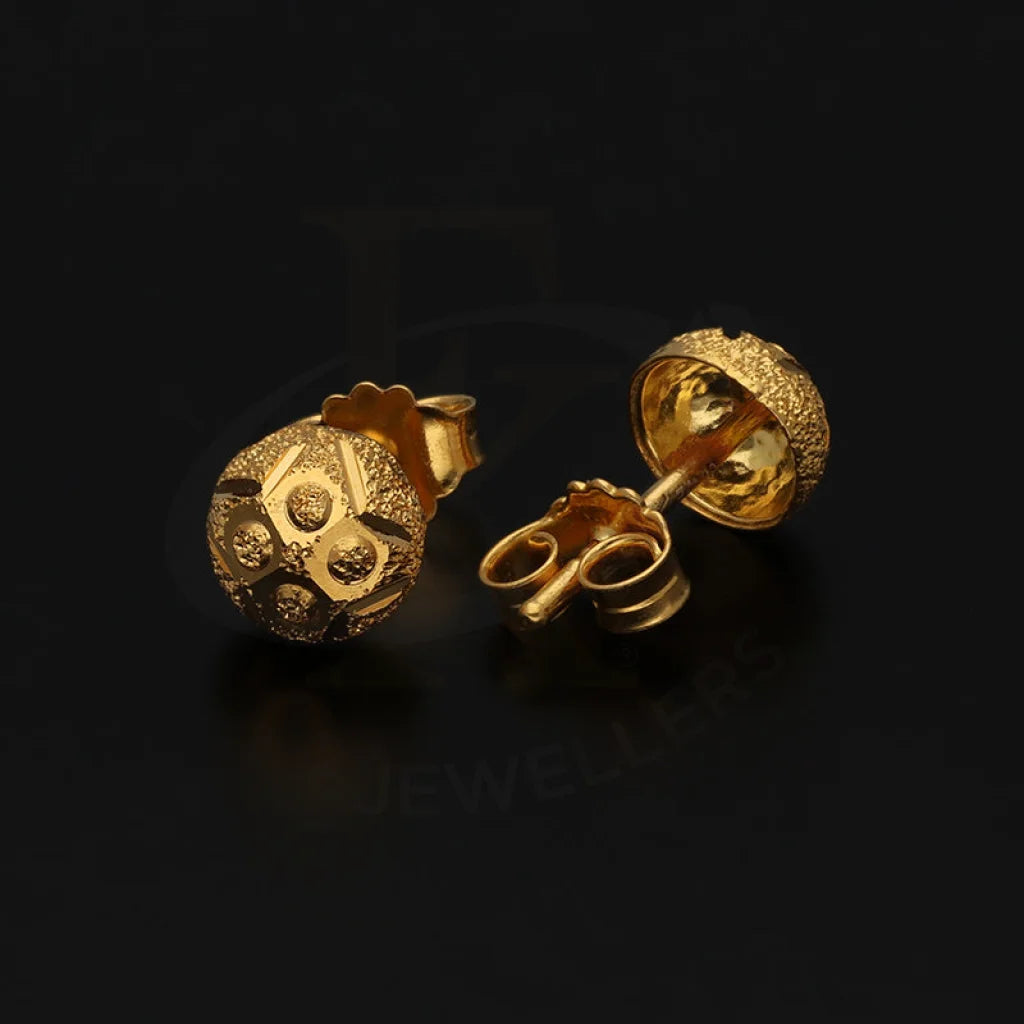 Gold Round Shaped Stud Earrings 22Kt - Fkjern22K3127