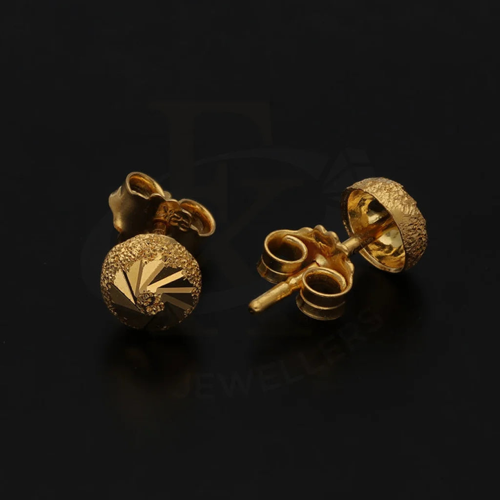 Gold Round Shaped Stud Earrings 22Kt - Fkjern22K3131