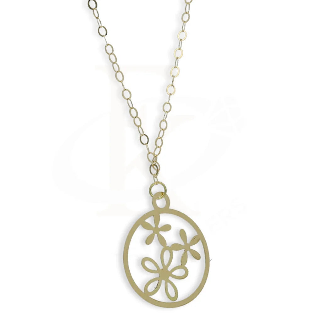 Gold Round Shaped With Flowers Necklace 18Kt - Fkjnkl18Km5298 Necklaces