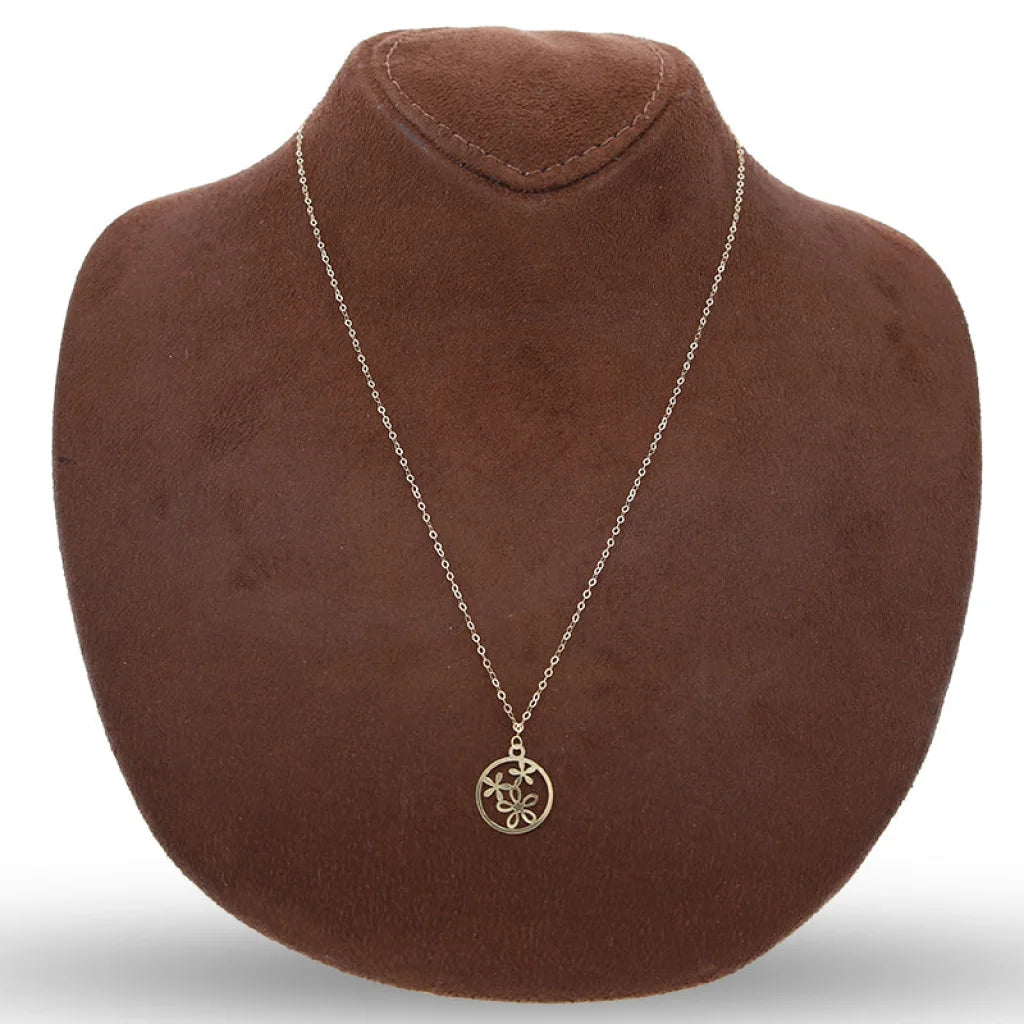 Gold Round Shaped With Flowers Necklace 18Kt - Fkjnkl18Km5298 Necklaces