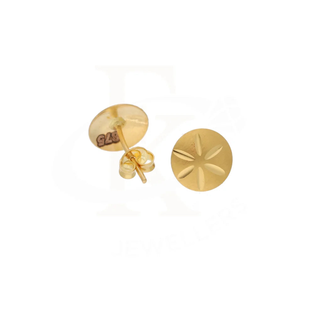Gold Round Stud Earrings 21Kt - Fkjern21Km8479