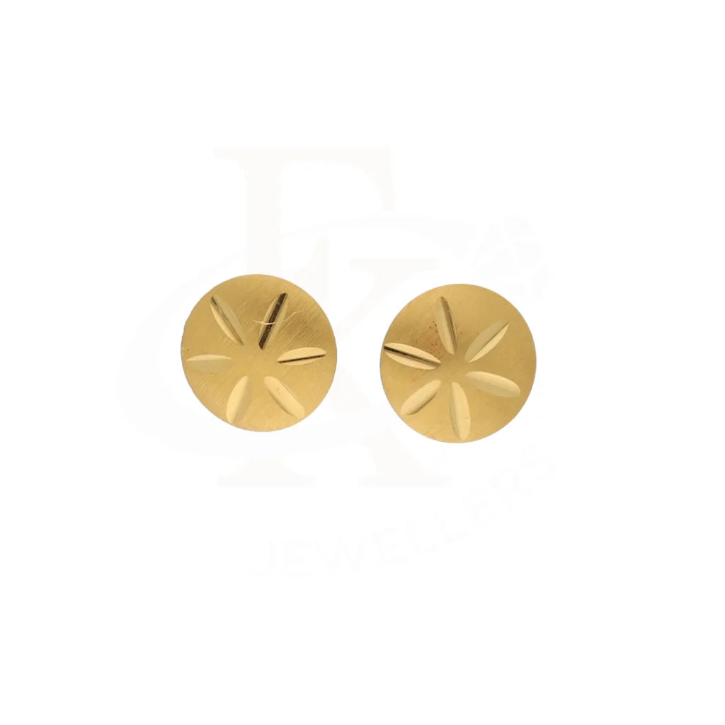 Gold Round Stud Earrings 21Kt - Fkjern21Km8479