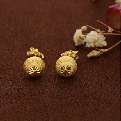 Gold Round Stud Shaped Earring 21Kt - Fkjern21Km8469 Earrings