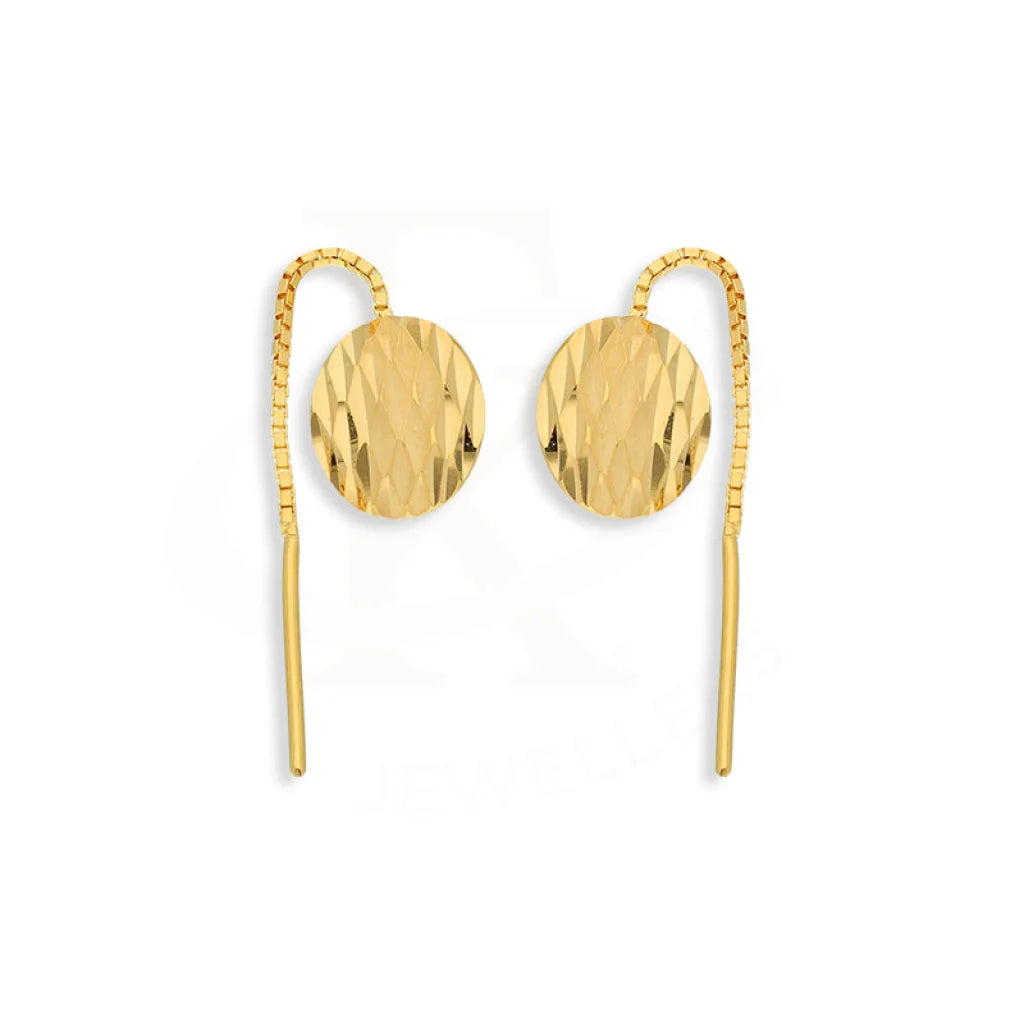 Gold Round Tic-Tac Drop Earrings 22Kt - Fkjern22K5087