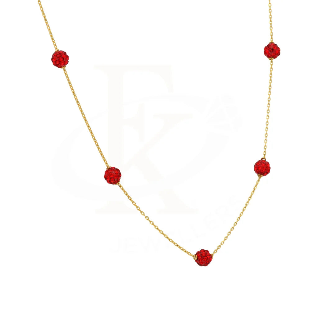 Gold Ruby Zirconia Ball Shaped Necklace 21Kt - Fkjnkl21K2876 Necklaces