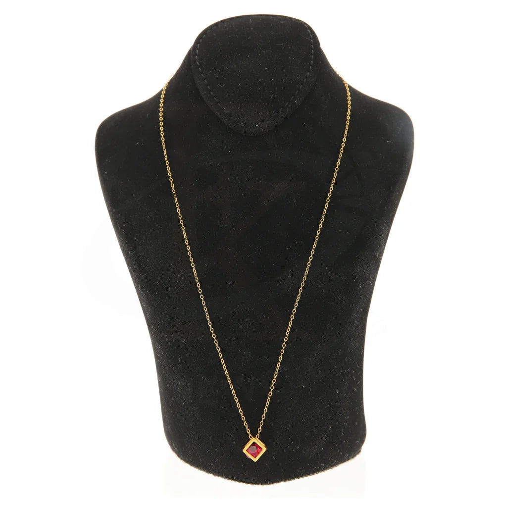 قلادة مكعبة الشكل من الذهب والياقوت والزركونيا عيار ٢١ قيراطًا - Fkjnkl21K21