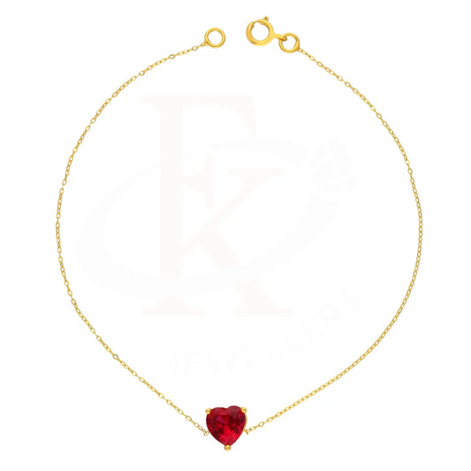 Gold Ruby Zirconia Heart Shaped Bracelet 21Kt - Fkjbrl21K2756 Bracelets