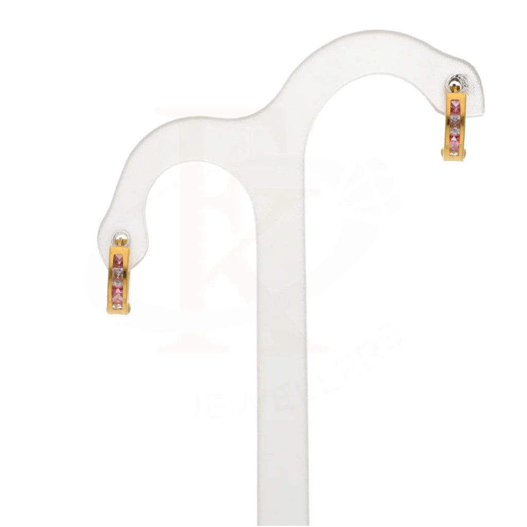 أقراط دائرية ذهبية لامعة عيار ٢١ قيراطًا - Fkjern21Km21