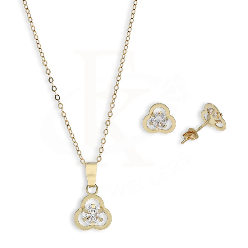 Gold Solitaire Pendant Set (Necklace And Earrings) 18Kt - Fkjnklst18K5582 Sets