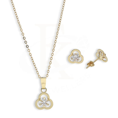 Gold Solitaire Pendant Set (Necklace And Earrings) 18Kt - Fkjnklst18K5582 Sets