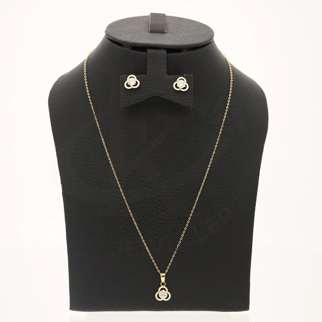 Gold Solitaire Pendant Set (Necklace And Earrings) 18Kt - Fkjnklst18K5582 Sets